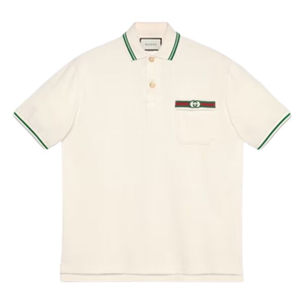 GUCCI COTTON POLO WITH WEB AND INTERLOCKING G - GGS037
