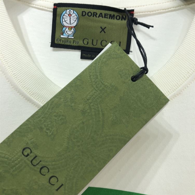 GUCCI COTTON X DORAEMON LOGO PRINT T-SHIRT-IN-WHITE-GGS009