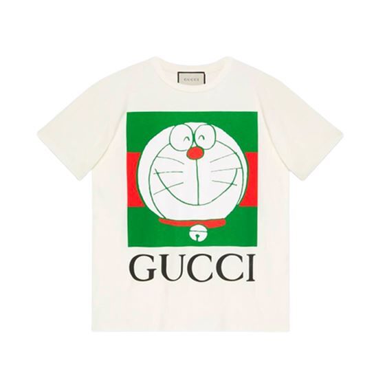 GUCCI COTTON X DORAEMON LOGO PRINT T-SHIRT-IN-WHITE-GGS009