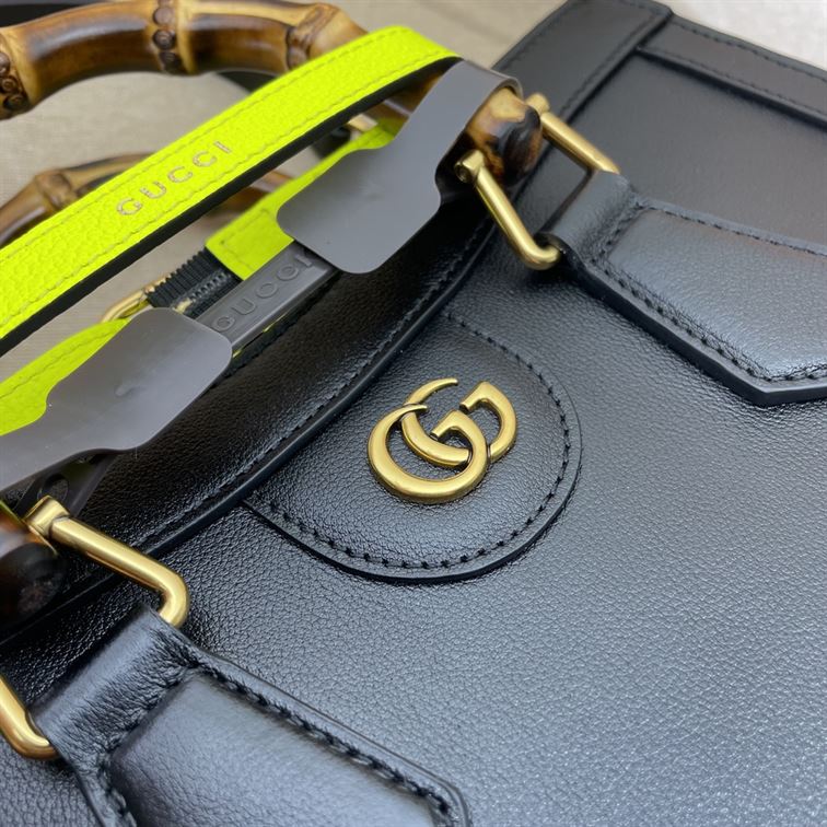 GUCCI DIANA SMALL NOTE BAG IN BLACK LEATHER