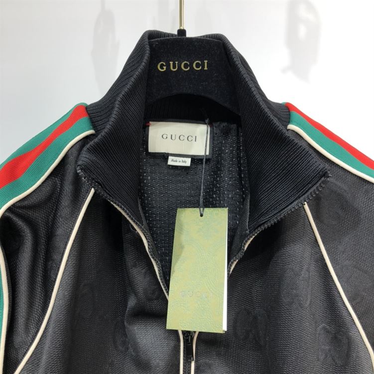 GUCCI GG JACQUARD JERSEY ZIP JACKET BLACK GG JACQUARD JERSEY - GCJ001