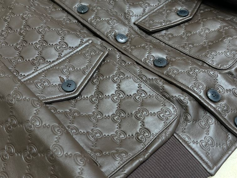 GUCCI GG LEATHER BOMBER JACKET - GCJ040
