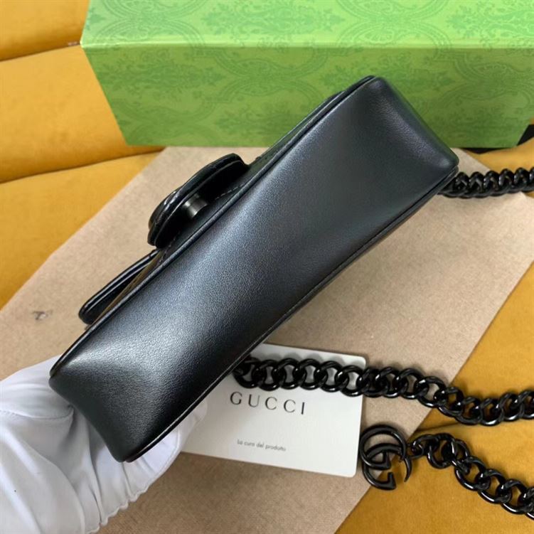 GUCCI GG MARMONT BELT BAG IN BLACK LEATHER