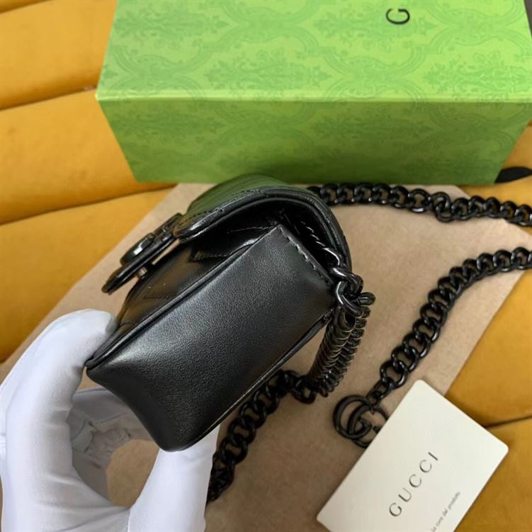GUCCI GG MARMONT BELT BAG IN BLACK LEATHER