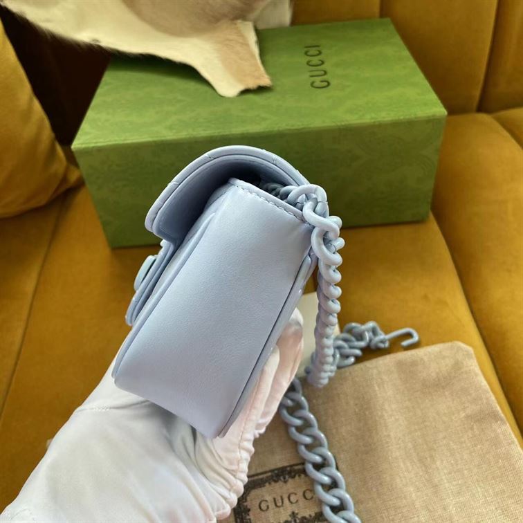 GUCCI GG MARMONT BELT BAG IN BLUE LEATHER