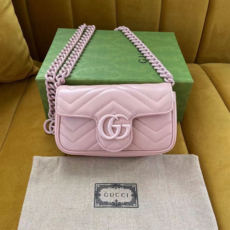 GUCCI GG MARMONT BELT BAG IN LIGHT PINK LEATHER