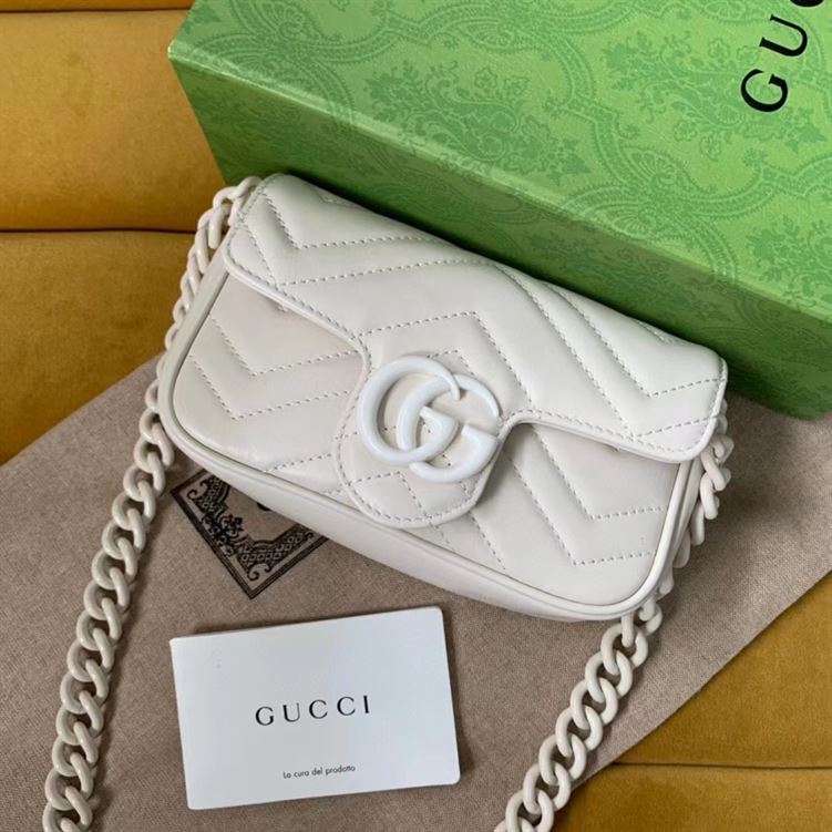 GUCCI GG MARMONT BELT BAG IN WHITE LEATHER