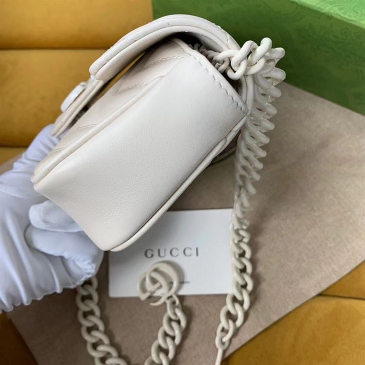 GUCCI GG MARMONT BELT BAG IN WHITE LEATHER