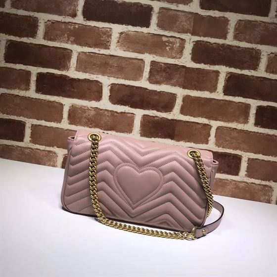 GUCCI GG MARMONT SMALL SHOULDER BAG DUSTY PINK LEATHER