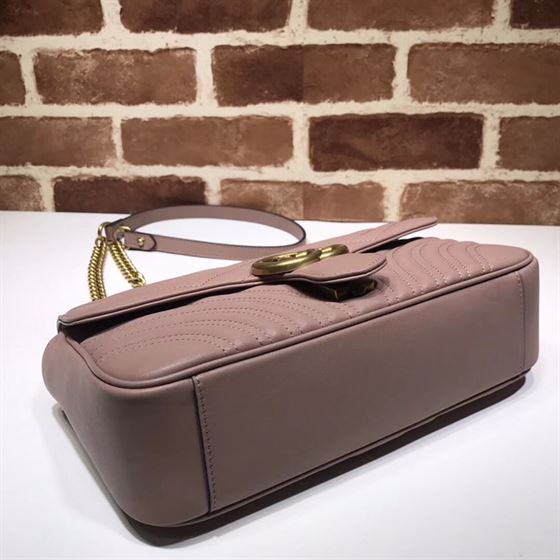 GUCCI GG MARMONT SMALL SHOULDER BAG DUSTY PINK LEATHER