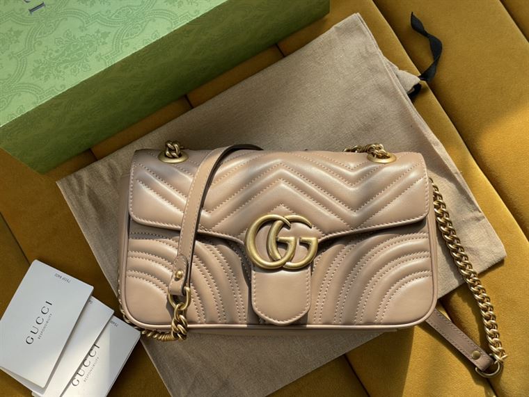 GUCCI GG MARMONT SMALL SHOULDER BAG IN BROWN LEATHER