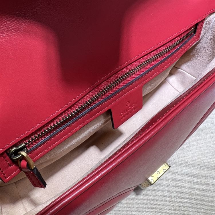 GUCCI GG MARMONT SMALL SHOULDER BAG RED LEATHER