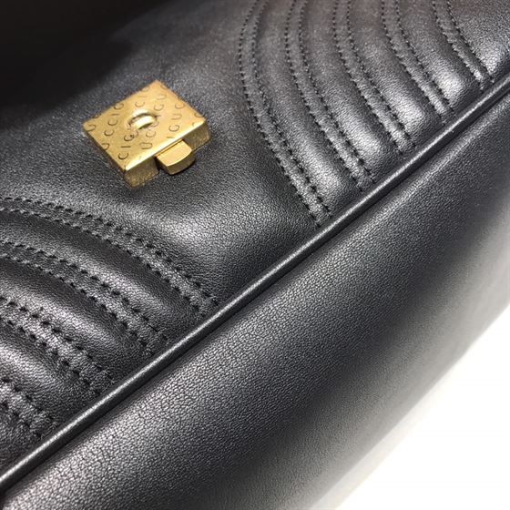 GUCCI GG MARMONT SMALL TOP HANDLE BAG IN BLACK LEATHER