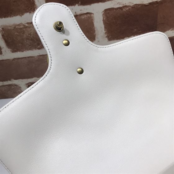 GUCCI GG MARMONT SMALL TOP HANDLE BAG IN WHITE LEATHER