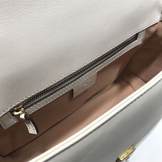 GUCCI GG MARMONT SMALL TOP HANDLE BAG IN WHITE LEATHER