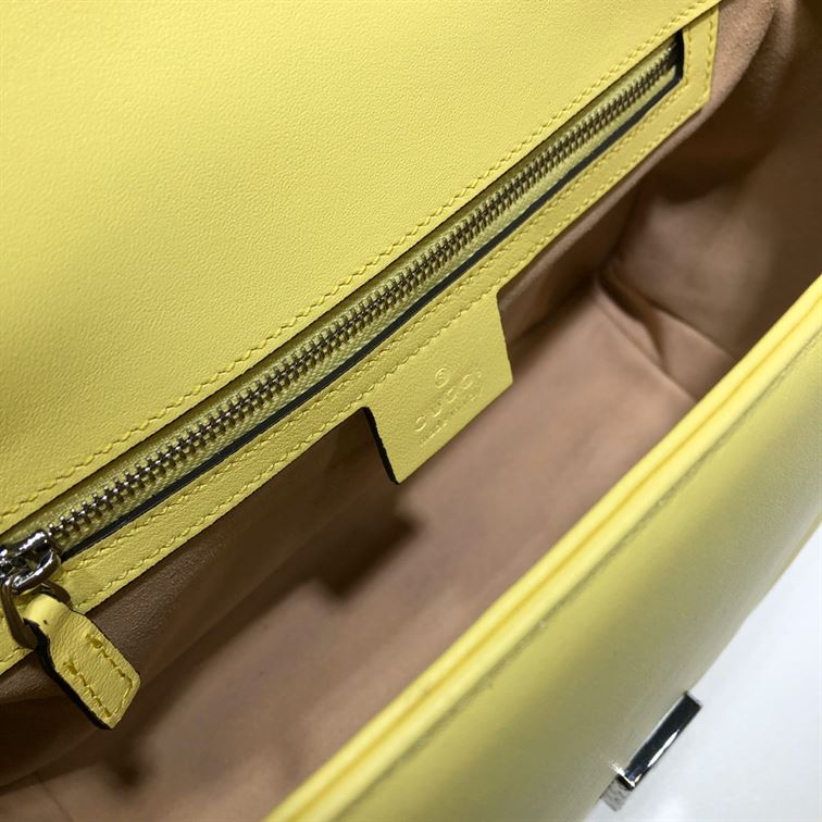 GUCCI GG MARMONT SMALL TOP HANDLE BAG IN YELOW