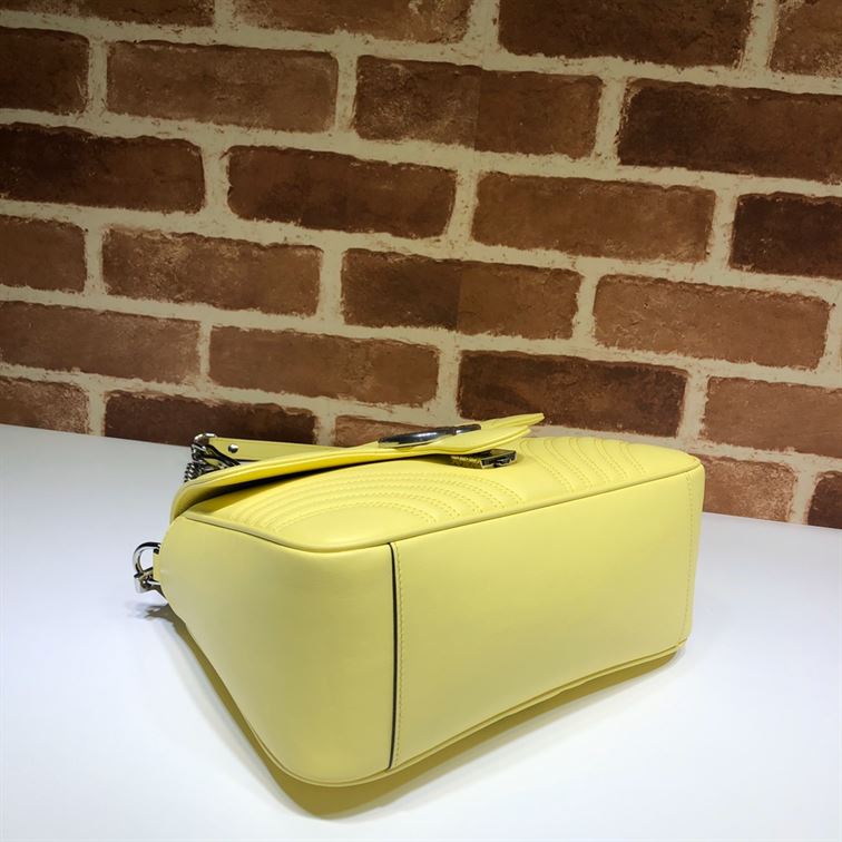 GUCCI GG MARMONT SMALL TOP HANDLE BAG IN YELOW