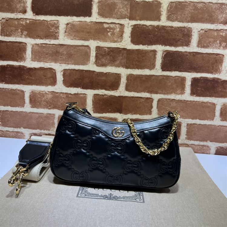 GUCCI GG MATELASSE HANDBAG WITH BLACK LEATHER
