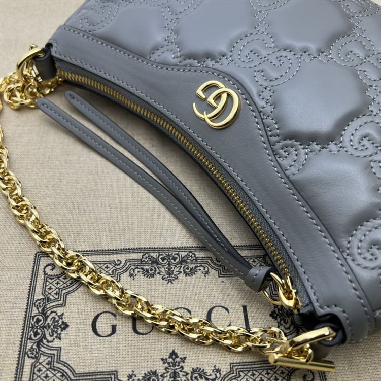 GUCCI GG MATELASSE HANDBAG WITH GREY LEATHER