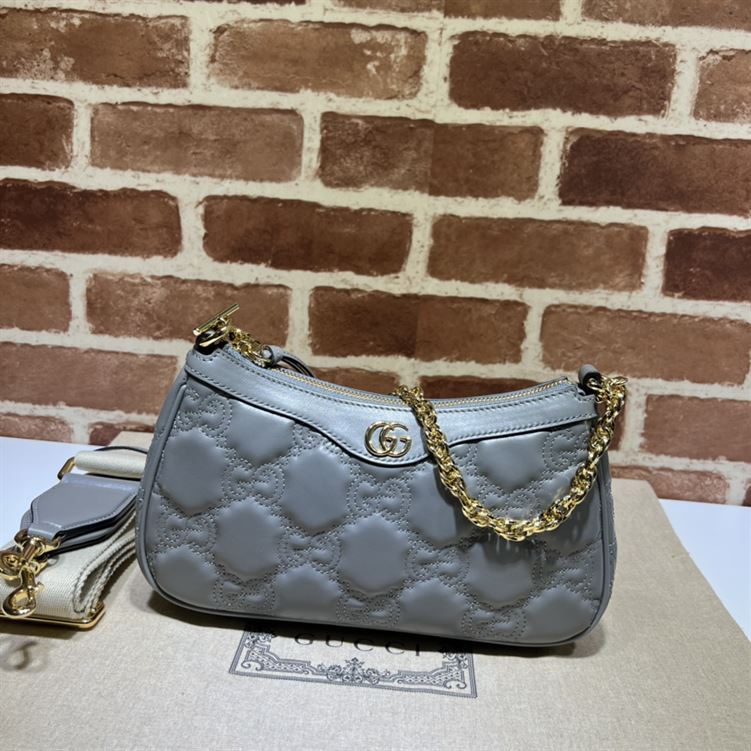 GUCCI GG MATELASSE HANDBAG WITH GREY LEATHER