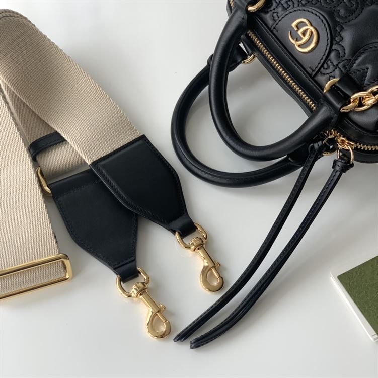 GUCCI GG MATELASSE MINI BAG IN BLACK LEATHER