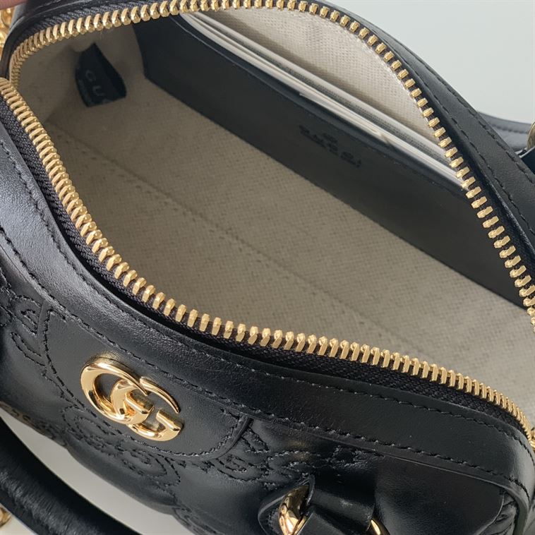 GUCCI GG MATELASSE MINI BAG IN BLACK LEATHER
