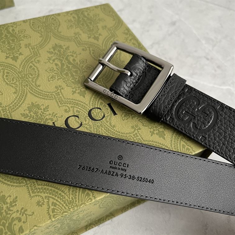 GUCCI GG RUBBER-EFFECT LEATHER BELT - GB049