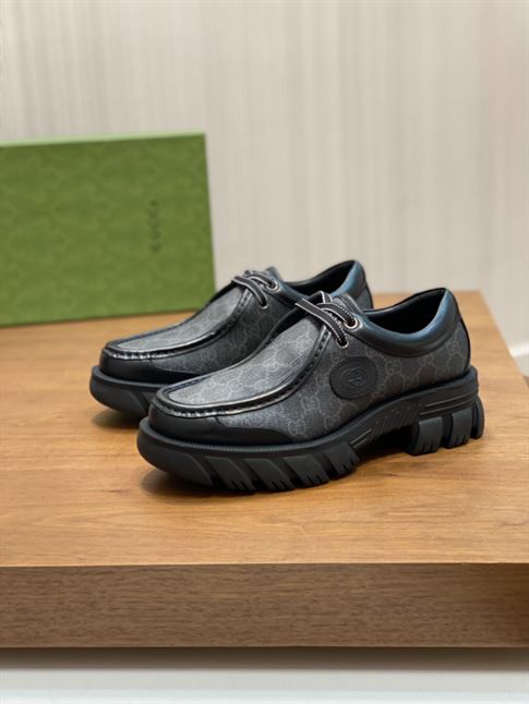 GUCCI GG SUPREME LACE-UP LOAFERS - GL029