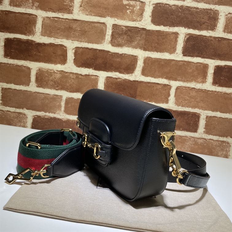 GUCCI HORSEBIT 1955 MINI BAG IN BLACK LEATHER