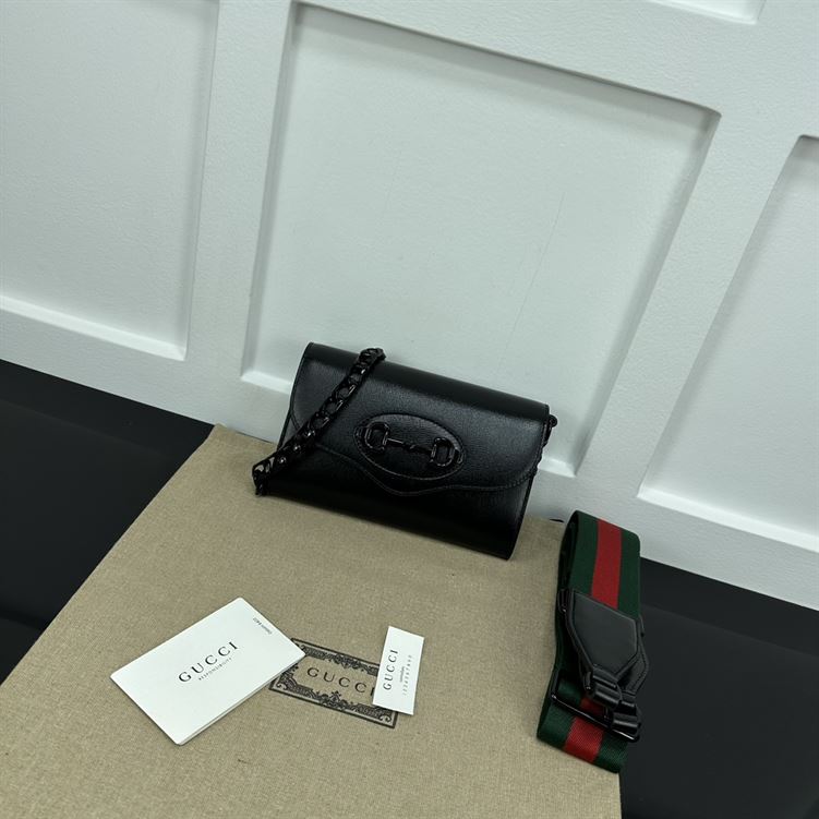GUCCI HORSEBIT 1955 MINI BAG IN BLACK LEATHER