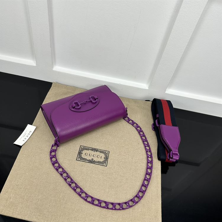 GUCCI HORSEBIT 1955 MINI BAG IN PURPLE LEATHER