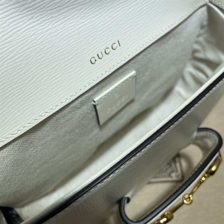 GUCCI HORSEBIT 1955 MINI BAG IN WHITE LEATHER