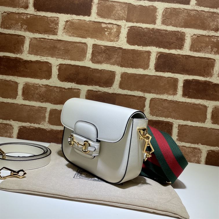 GUCCI HORSEBIT 1955 MINI BAG IN WHITE LEATHER
