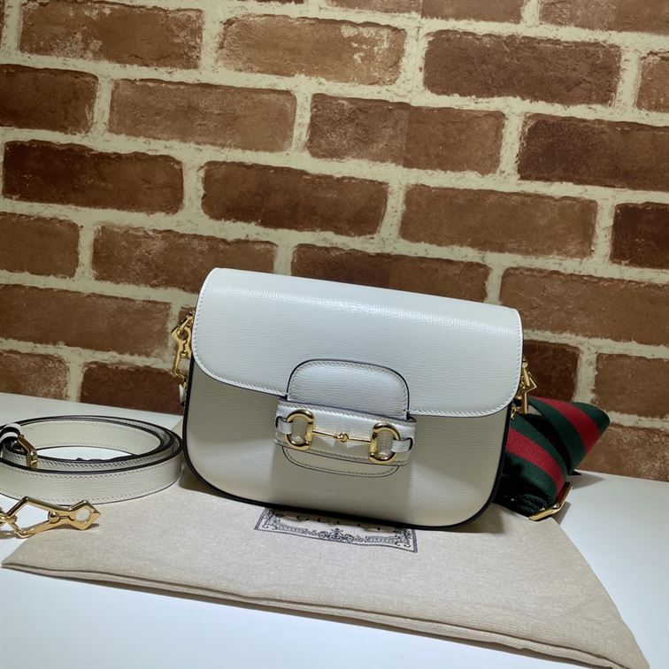 GUCCI HORSEBIT 1955 MINI BAG IN WHITE LEATHER