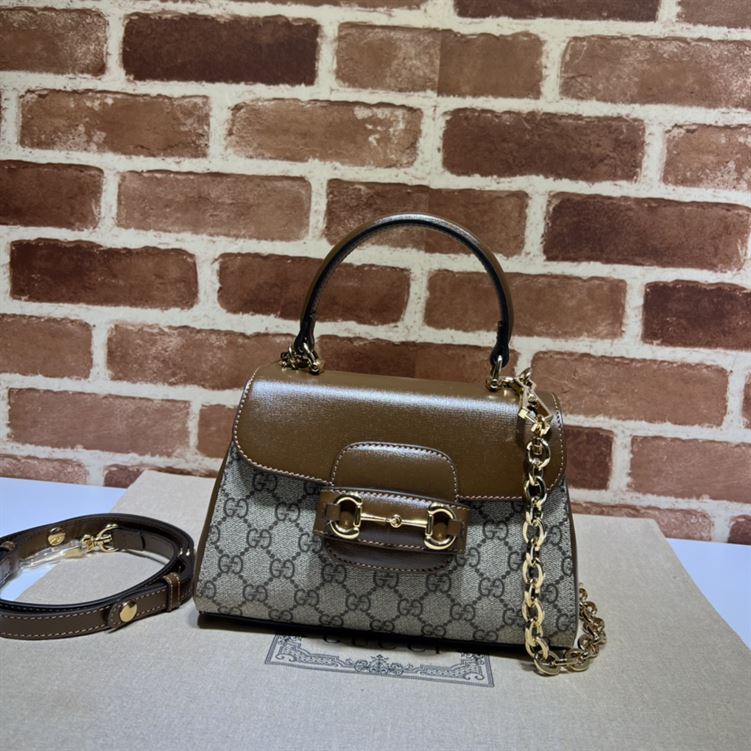 GUCCI HORSEBIT 1955 MINI BAG WITH LIGHT BROWN