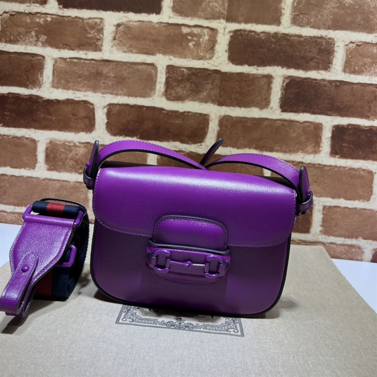 GUCCI HORSEBIT 1955 SMALL SHOULDER BAG PURPLE LEATHER