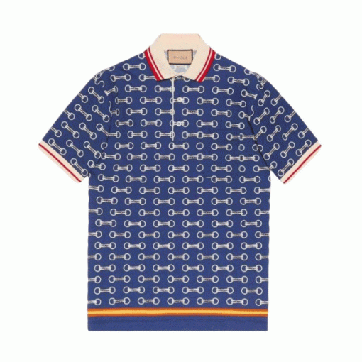 GUCCI HORSEBIT PRINT COTTON POLO SHIRT - GGS046