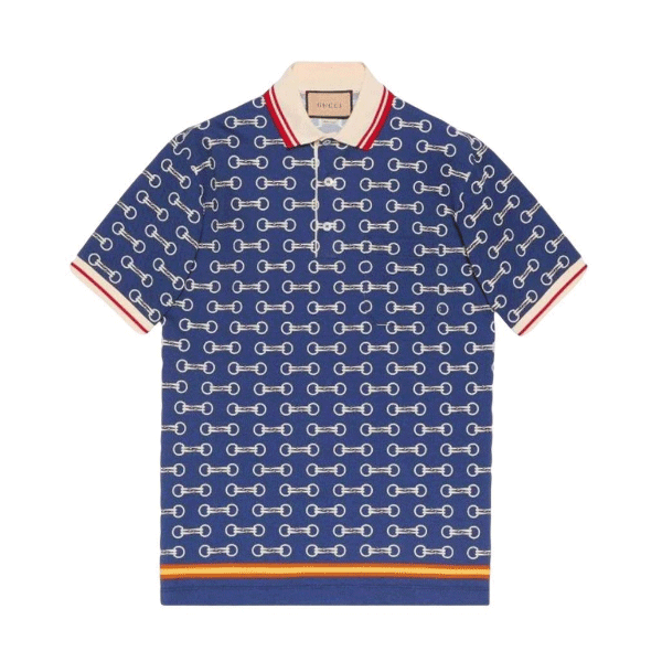 GUCCI HORSEBIT PRINT COTTON POLO SHIRT - GGS046