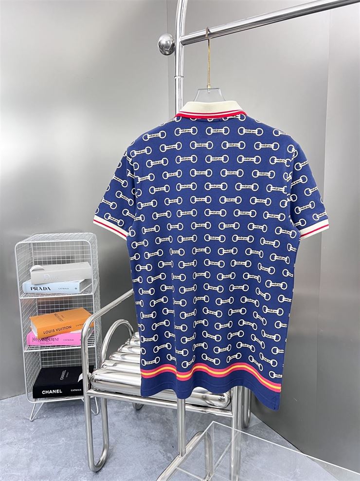GUCCI HORSEBIT PRINT COTTON POLO SHIRT - GGS046