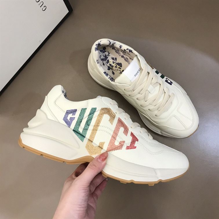 GUCCI IVORY RHYTON RAINBOW GLITTER SNEAKERS - GCC013