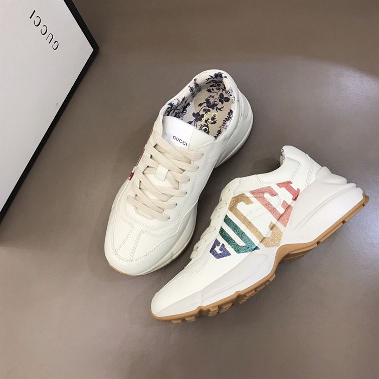 GUCCI IVORY RHYTON RAINBOW GLITTER SNEAKERS - GCC013