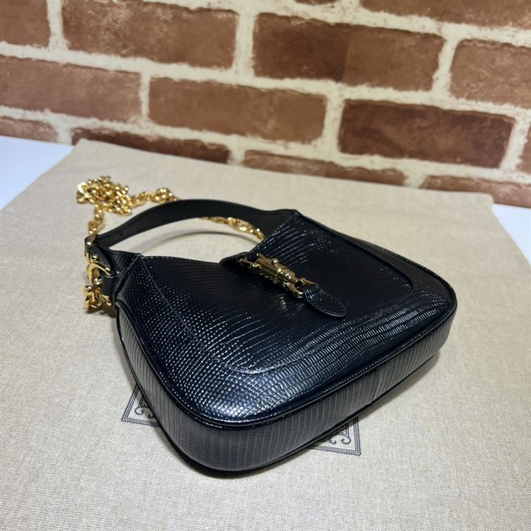 GUCCI JACKIE 1961 LIZARD MINI BAG IN BLACK