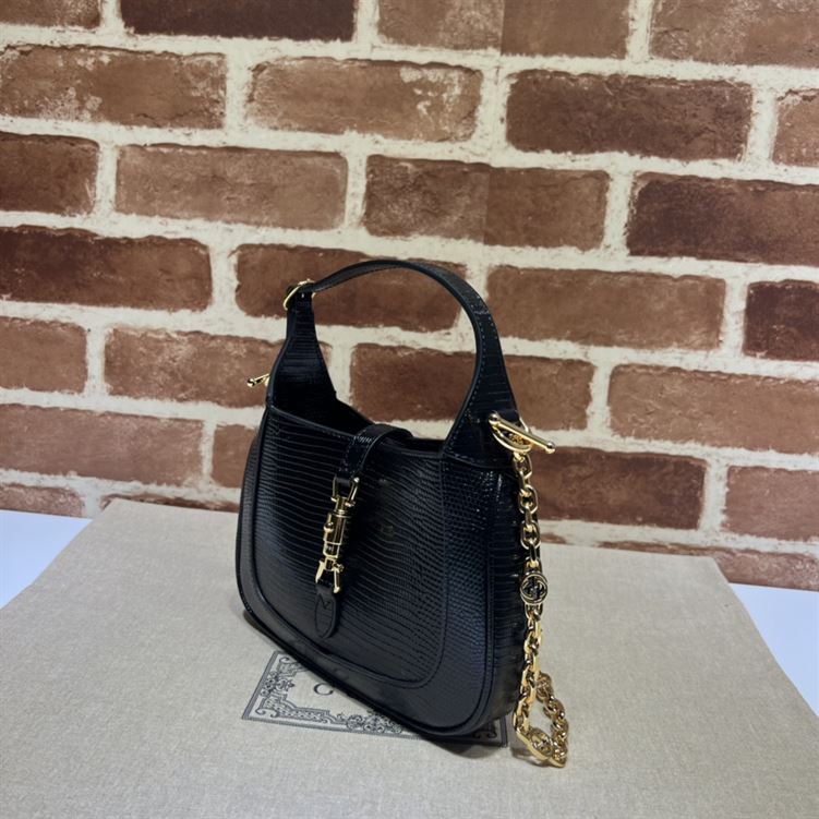 GUCCI JACKIE 1961 LIZARD MINI BAG IN BLACK