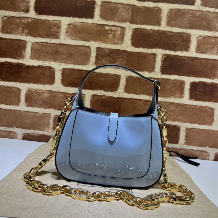 GUCCI JACKIE 1961 MINI SHOULDER BAG WITH BLUE PATENT LEATHER