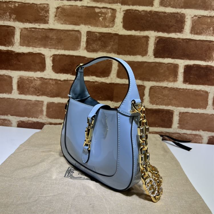GUCCI JACKIE 1961 MINI SHOULDER BAG WITH BLUE PATENT LEATHER