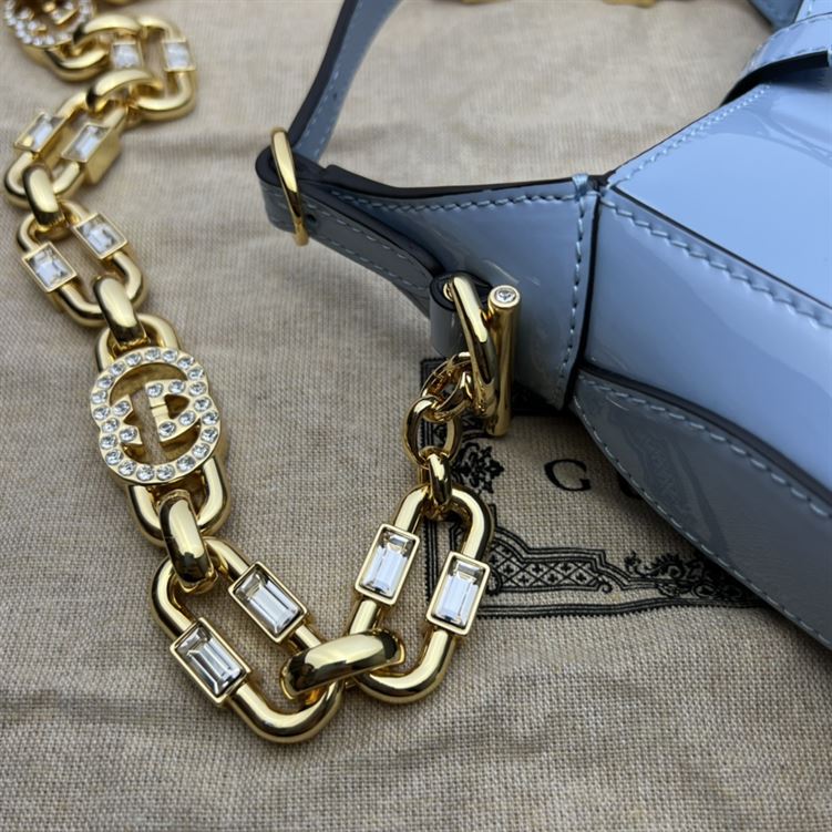 GUCCI JACKIE 1961 MINI SHOULDER BAG WITH BLUE PATENT LEATHER