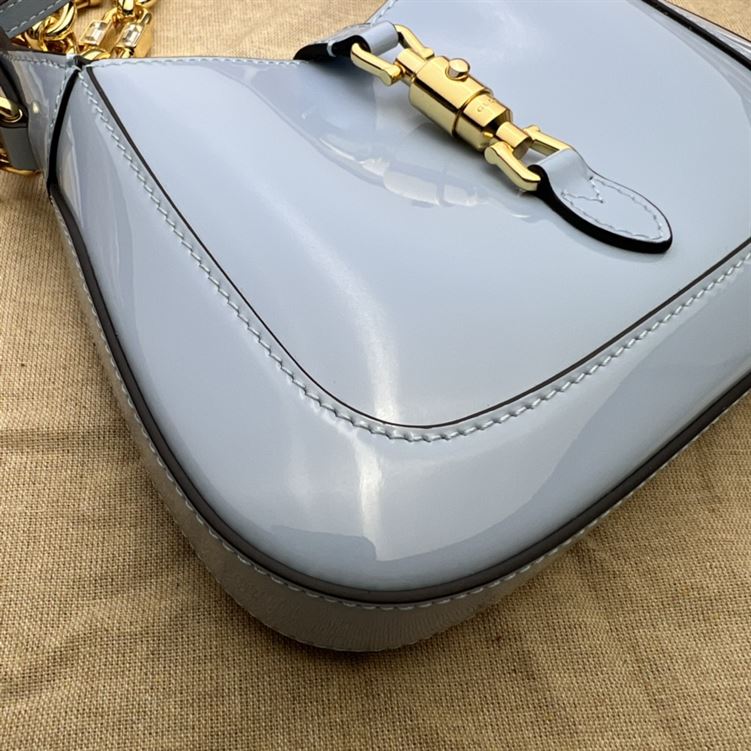GUCCI JACKIE 1961 MINI SHOULDER BAG WITH BLUE PATENT LEATHER