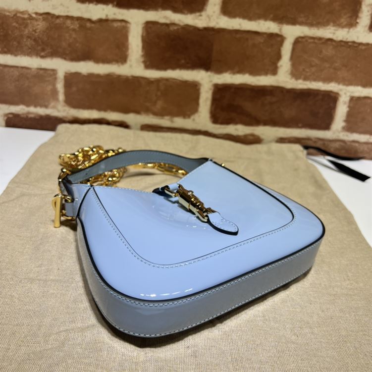 GUCCI JACKIE 1961 MINI SHOULDER BAG WITH BLUE PATENT LEATHER