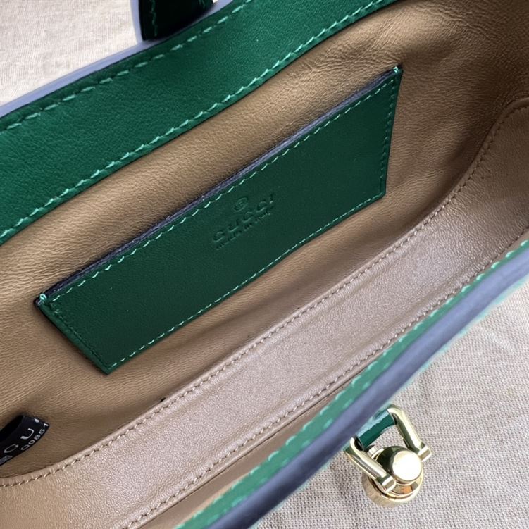 GUCCI JACKIE 1961 MINI SHOULDER BAG WITH GREEN PATENT LEATHER