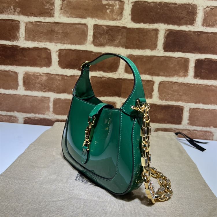 GUCCI JACKIE 1961 MINI SHOULDER BAG WITH GREEN PATENT LEATHER